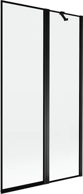 Image de Mexen Mist Paroi pliante pour baignoire 2 parties droite 100 x 150 cm, cadre noir, noir - 8A9-100-011-70-70-P