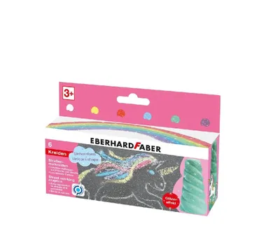Obrázok produktu pre EBERHARD FABER 526560 Einhorn Straßenmalkreide Glitzer farbsortiert 6 St.