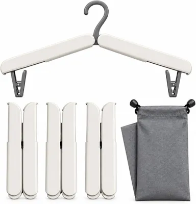 Produktbild von Faltbare Reisekleiderbügel – Set mit 4 Stück – Ausziehbar mit Klammern