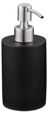 Produktbild von 2 x Seifenspender, 180 ml, nachfüllbar, Bad, WC, Küche, Flüssigseifenspender, Polyresin, Edelstahlpumpe, schwarz