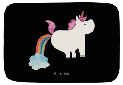 Produktbild von Mr. & Mrs. Panda Badezimmerteppich Einhorn Pupsen - Schwarz - Geschenk, Unicorn, Glitzer, Regenbogen, Badematte, duschmatte, Badezimmer Matte, Duschvorleger, Lustig