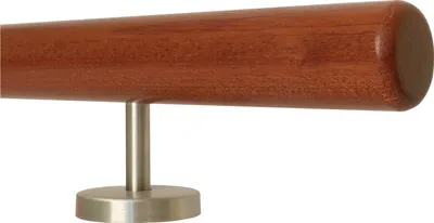 Produktbild von TIBU Mahagoni Holz Handlauf Geländer 0,3m - 5m, Länge 30 cm, Ende Radius gefräst und 2 gerade Halter