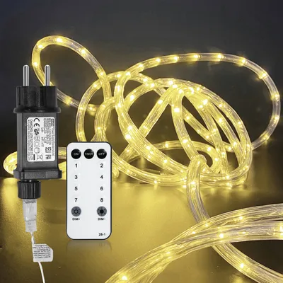 Zdjęcie produktu dla Oświetlenie linowe LED Fiqops z pilotem do oświetlenia zewnętrznego / wewnętrznego - ciepłe białe - 30m