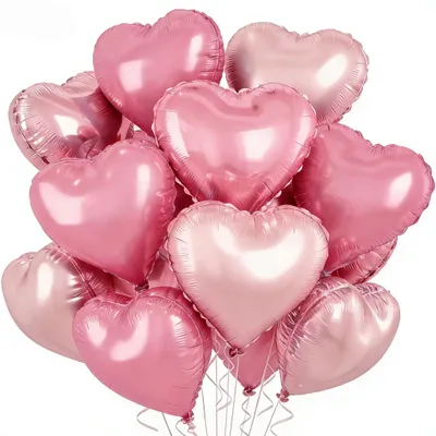 Imagen del producto de Globos con forma de corazón, 46 cm, 12 unidades, color rosa y dorado rosa, para celebraciones