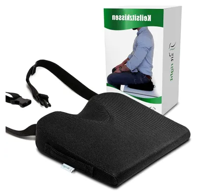 Produktbild von Keilkissen für Stühle – Ergonomisches Sitzkissen für Bürostühle – Unterstützt gesunde Sitzhaltung & entlastet das Steißbein – Sitzerhöhung für Erwachsene im Auto – Rutschfest & formstabil