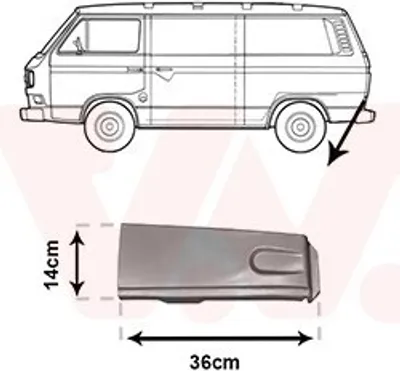 Produktbild von VAN WEZEL Seitenwand Reparaturblech für VW TRANSPORTER III Bus Transporter T3 Kastenwagen TRANSPORTER III Pritsche/Fahrgestell