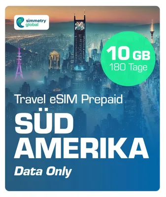 Produktbild von Simmetry Travel eSIM Südamerika Prepaid Simkarte 4G/5G