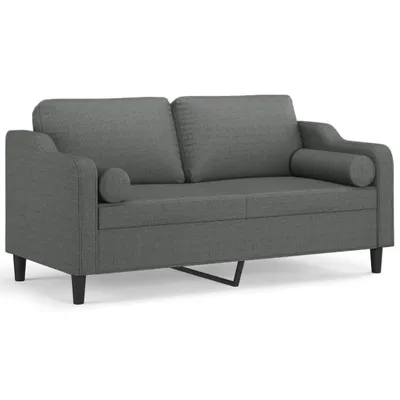 Produktbild von vidaXL 2-Sitzer-Sofa mit Zierkissen Dunkelgrau 140 cm Stoff