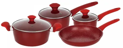 Immagine prodotto di Herzberg HG-04715RED: 7 Pieces Marble Coated Cast Iron Cookware Set - Red