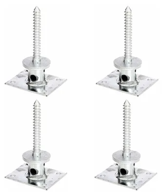 Zdjęcie produktu dla Alberts 4 x wsporniki słupków, do przykręcenia, długość śruby 120 mm, rura Ø 42 mm, ocynkowana ogniowo