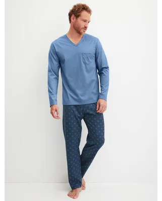 Produktbild von Calida Herren Pyjama lang Relax Imprint coronet blue 47487 XXL (58/60)