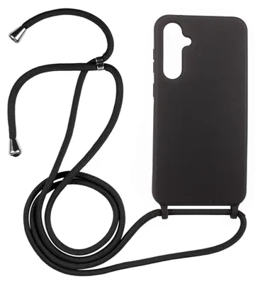 Produktbild von Handyhülle Schwarz mit Handykette Band für Samsung S24 Plus Silikon Schutzhülle Case zum Umhängen Crossbody