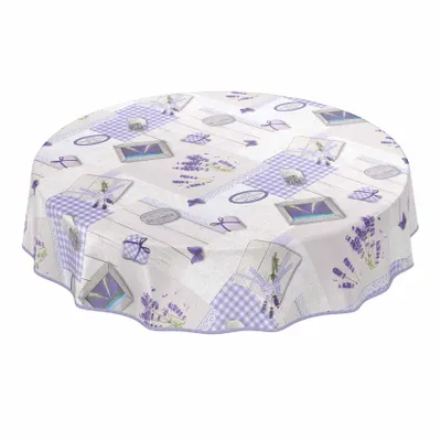 Produktbild von Tischdecke Wachstuch Retro Grau Robust Wasserabweisend Rund 100 cm
