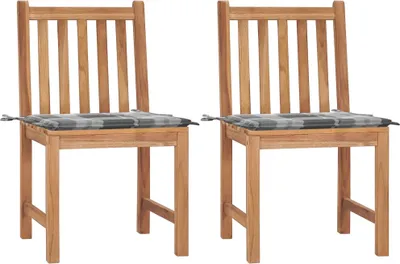 Produktbild von Gartenstühle 2 Stk. mit Kissen Massivholz Teak