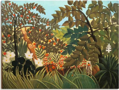 Produktbild von ARTland Leinwandbild Exotische Landschaft mit Affen Größe: 60x45 cm
