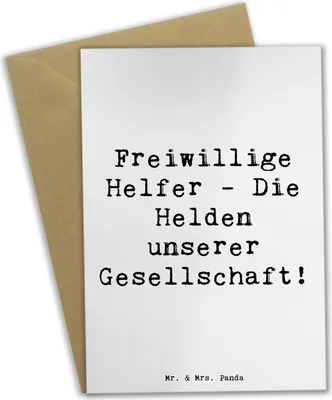 Produktbild von Mr. & Mrs. Panda Beileidskarte Spruch Freiwilliger Held - Weiß - Geschenk, Selbstlosigkeit, weihnachtskarten, Aufmerksamkeit, neujahrskarte, Gemeinschaft, Bedanken