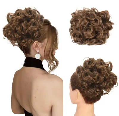 Produktbild von Synthetischer Dutt - Scrunchie Chignon Haarteil - Lockiger Messy Bun - Clip-in mit Kämmen - Hitzebeständige Faser - Farbe 10