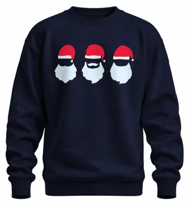 Imagen del producto de Tres Papá Noel, Santa Claus - Navidad, regalo navideño, suéter navideño uni, color azul marino, talla XXL
