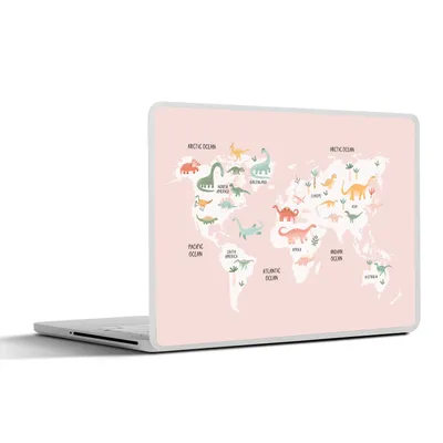 Produktbild von MuchoWow® Laptop Aufkleber Sticker Cover Weltkarte - Kinder - Dino 30x21 cm - Sticker für Laptop - Selbstklebend