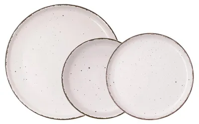 Keramikgeschirr-Set, 12-tlg., beige, stapelbar, mikrowellengeeignet