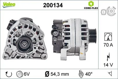 Produktbild von VALEO 200134 Lichtmaschine Generator LiMa 70A 14V für FIAT QUBO (225) FIORINO Kasten/Kombi (225) Fiorino MPV (225) passend für PEUGEOT 206 Schrägheck