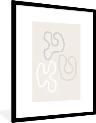 Produktbild von MuchoWow® Gerahmtes Poster Minimalismus - Linienkunst - Formen 60x80 cm - Poster mit Schwarzem Bilderrahmen Wandposter Rahmen Foto Bilder - Wohnzimmer - Dekorationen - Prämie
