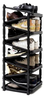 Produktbild von Schuhregal mit Rollen für 10 Paar Schuhe, ausziehbar, aus Kunststoff, 36 x 30 x 65 cm, Schwarz