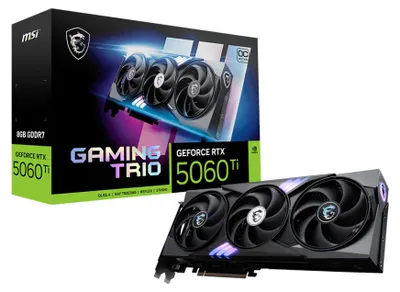 Obrázek produktu pro MSI GeForce RTX 5060 Ti 8G GAMING TRIO OC, GeForce RTX 5060 Ti, 8 GB, GDDR7, 128 bit, 7680 x 4320 px, PCI Express x16 5.0