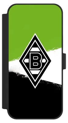 Produktbild von NIVOCASE Klapphülle für Apple iPhone 15 Plus  Handyhülle aus Kunst Leder NIVOflip schwarz Borussia Mönchengladbach Offizielles Lizenzprodukt BMG