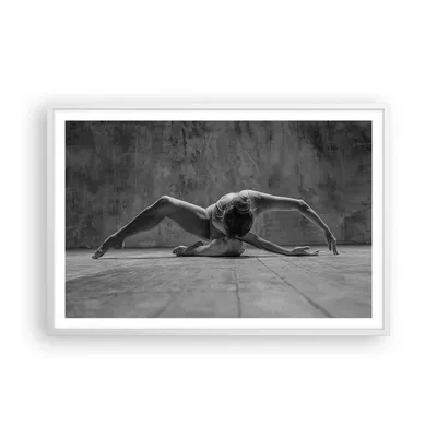 Produktbild von Gerahmtes Poster - Weißer Rahmen - Tanz Schwarzweiß Frau - 91,5x61 cm - Wand Bild - Wanddeko - Wandbilder - Kunstposter - Wandposter - Bilderrahmen - Bilder - Kunstdruck - Wandbild - P2WAA91x61-4352