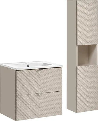Produktbild von Badmöbel Set 2-teilig in kaschmir mit 61 cm Waschtisch VERACRUZ-56