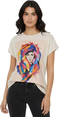 Produktbild von Vila Vihenni Art cremefarbenes T-Shirt für Frauen XS