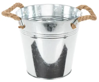 Produktbild von Deko-Eimer Metall Seilgriff Charmant Vintage-Look Blumentopf