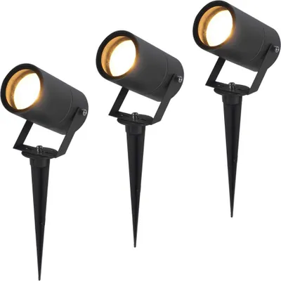 Produktbild von hoftronic LED Gartenstrahler 3x GU10 4W 345lm 2700K Schwarz IP65 Schwenkbar