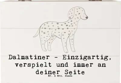 Produktbild von Mr. & Mrs. Panda Erinnerungsbox Dalmatiner Freund 22 x 15 cm - Weiß - Geschenk, herzlicher Hund, Hundeliebhaber, schatztruhe, Hunderasse, Freundschaft mit, Schatulle, Box