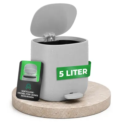Produktbild von YourCasa® Mülleimer Bad [5L] - Elegantes Design - Badezimmer Müleimer - Kosmetikeimer Grau