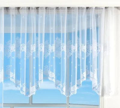 Jacquard Store Blumenmuster weiß 145x600 cm mit Universalband