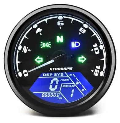 Produktbild von Universeller Motorradzähler - LCD Digitale Geschwindigkeits- und Drehzahlmesser - Modell 1