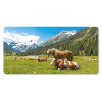 Produktbild von MuchoWow® Mauspad Mousepad Kühe - Pferde - Alpen 60x30 cm - Mousepads - Maus Mat - Pad - Mausunterlage - Nachhaltig