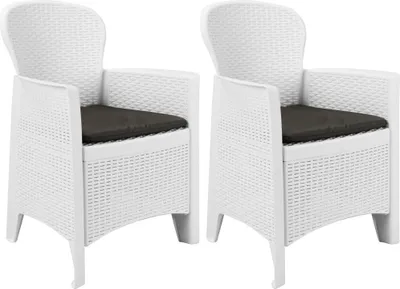 Produktbild von Möbel Gartenstühle 2 Stk. mit Kissen Weiß Kunststoff Rattan-Optik - Gartenstühle 45598
