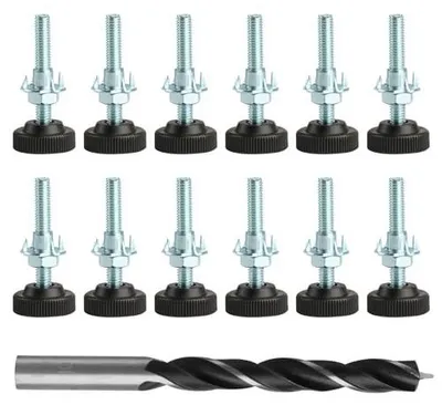 Zdjęcie produktu dla Nóżki meblowe regulowane M8 x 50 mm ocynkowane 12 sztuk poziomujące