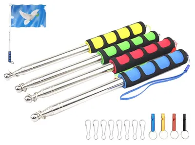 Imagen del producto de Juego de 4 varillas portátiles de acero inoxidable para banderas