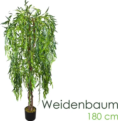 Image de Arbre Saule Salix Plante Artificielle Artificiel 180cm avec Bois Véritable Domaine Interne Decovego