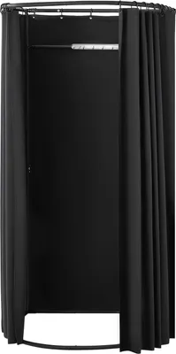 Immagine prodotto di VEVOR Spogliatoio portatile con tende spesse in poliestere, schermo per la privacy con tenda ombreggiante e ganci, per boutique, centri commerciali e sartorie 100 x 95 x 200 cm (nero)
