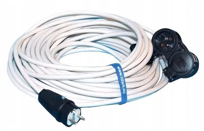Productafbeelding van Verlengkabel PVC H05VV-F 3G1,5, wit, met verdeeldoos, 2 stopcontacten, 1 meter