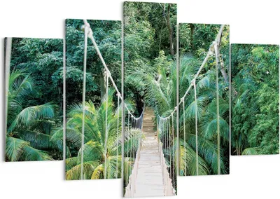 Produktbild von Bild auf Leinwand - Leinwandbild - 5 Teile - Tropen Dschungel Brücke - 150x100cm - Wand Bild - Wanddeko - Wandbilder - Leinwanddruck - Bilder - Wanddekoration - Leinwand bilder - EA150x100-4963