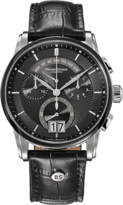 Produktbild von Bruno Söhnle Herren Armbanduhr 17-73117-741 Grandioso Chronograph Edelstahl Lederband schwarz
