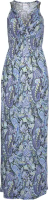 Produktbild von LASCANA Maxikleid mit verstellbarem Ausschnitt und gesmokter Taille, Jerseykleid blau-bedruckt Größe 34