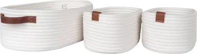 Produktbild von Famanu Set aus 3 Baumwollkörben - Aufbewahrungskörbe - Organizer - Platzsparend - 16x22x11cm klein, 25x35x13cm groß
