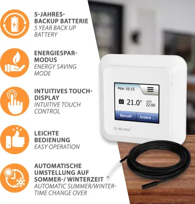 Produktbild von Thermostat Touchscreen Digital Fußbodenheizung Temperaturregler Heizungssteuerung OCD5 OJ Electronics